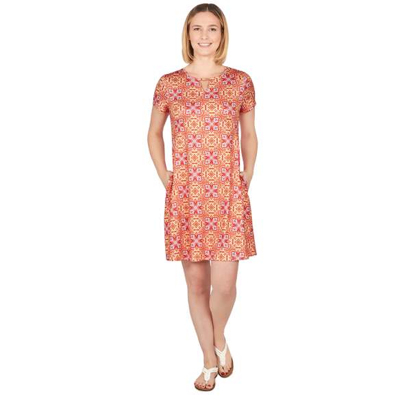Plus Size Ruby Rd. Larky Lark Key Hole T-Shirt Dress In Free-Spi