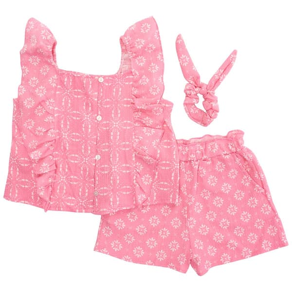 Girls &#40;4-6x&#41; BTween&#40;R&#41; Geometric Ruffle Top & Ruffle Waist Shorts - image 
