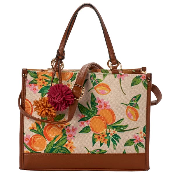 DS Fashion Canvas Tropical Print Satchel - image 