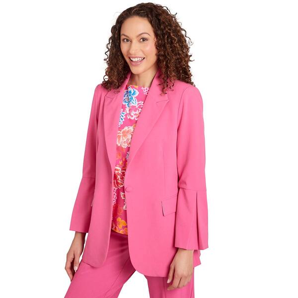 Petite Ruby Rd. Bright Blooms Long Sleeve Solid Tropical Blazer