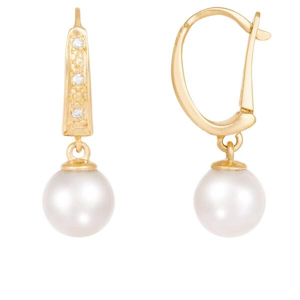 Splendid Pearls 14kt. Gold Akoya Pearl &amp; Diamond Earrings - image 