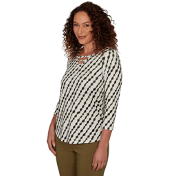 Womens Emaline Key Items 3/4 Sleeve Abstract Stripe Blouse