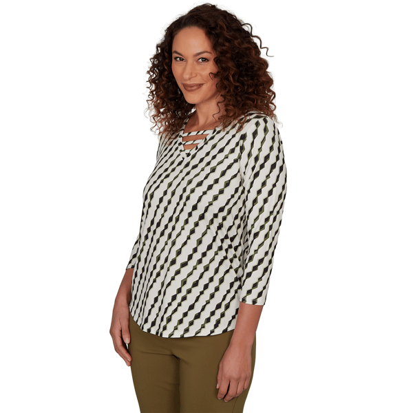 Womens Emaline Key Items 3/4 Sleeve Abstract Stripe Blouse