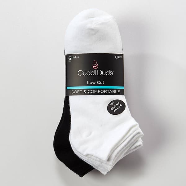 Womens Cuddl Duds 6pk. Flat Knit Low Cut Socks - image 