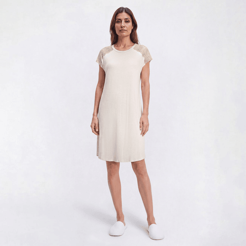 Womens Emily & Jane Lace Overlay Dolman Sleeve Nightshirt - image 