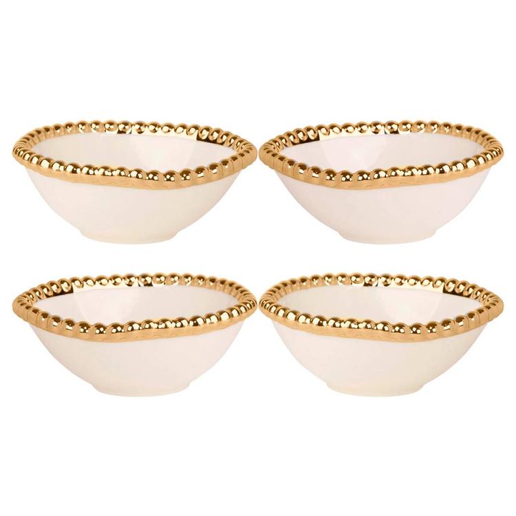 Home Essentials S/4 5 In White Gold Tidbit Bowl