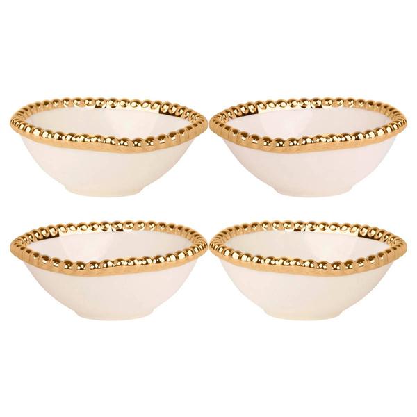 Home Essentials S/4 5 In White Gold Tidbit Bowl - image 