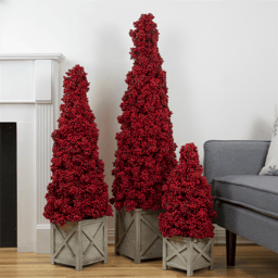 Allstate 24in. Artificial Berry Cone Potted Christmas Topiary