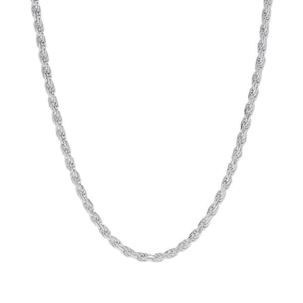 24n. Polished Sterling Silver Solid Rope Chain Necklace - image 