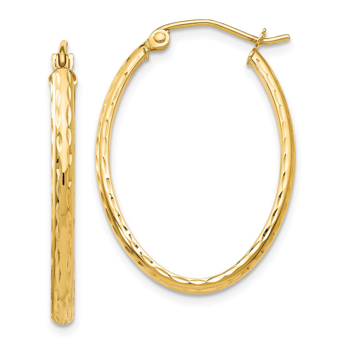 Gold Classics™ 14k Gold Diamond Cut Oval Hoop Earrings