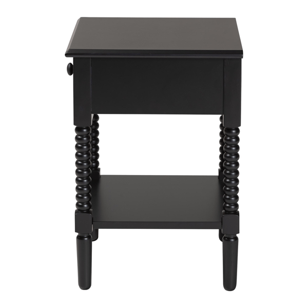 Baxton Studio Braith Farmhouse Black Wood 1-Drawer Nightstand