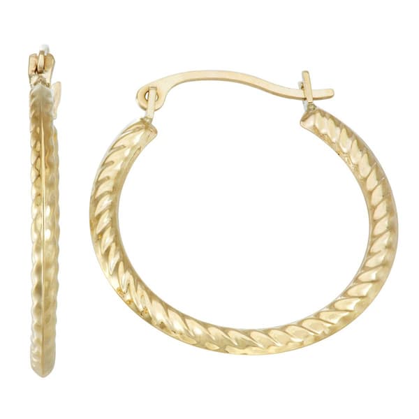 10kt. Yellow Gold 20mm Twisted Rope Hoop Earrings - image 
