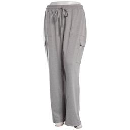 Juniors Plus No Comment Fleece Lined Wide Leg Cargo Pocket Pants