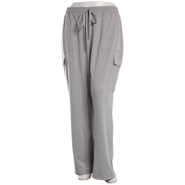 Juniors Plus No Comment Fleece Lined Wide Leg Cargo Pocket Pants - image 
