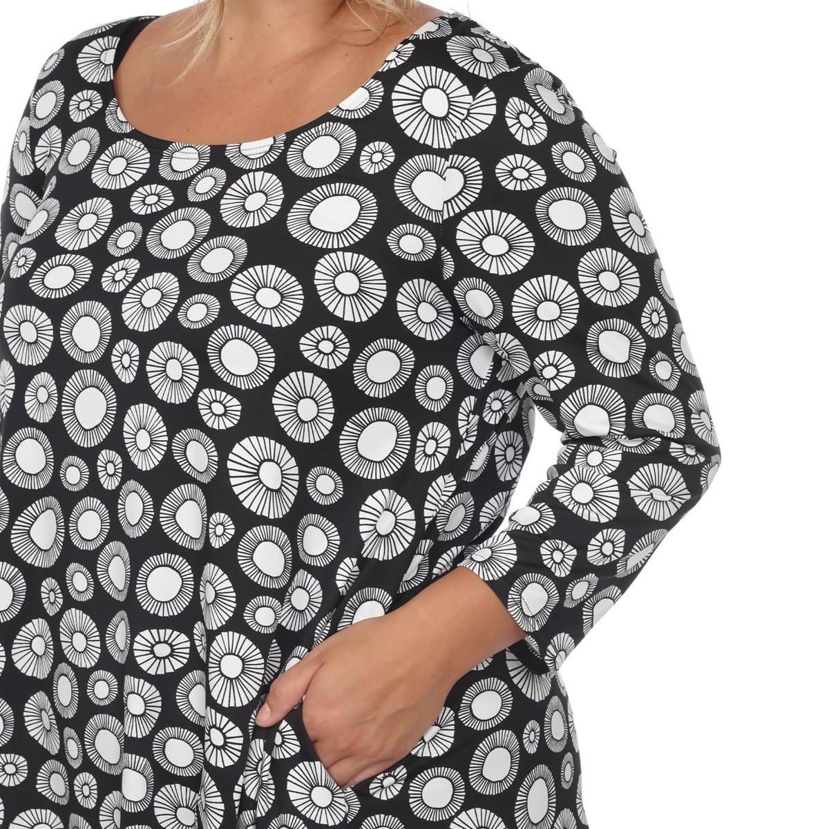 Plus Size White Mark Printed Geometric Circle Tunic