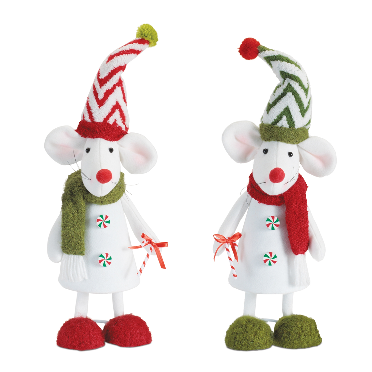 Melrose Holiday Plush Mouse Figurines - Set of 2