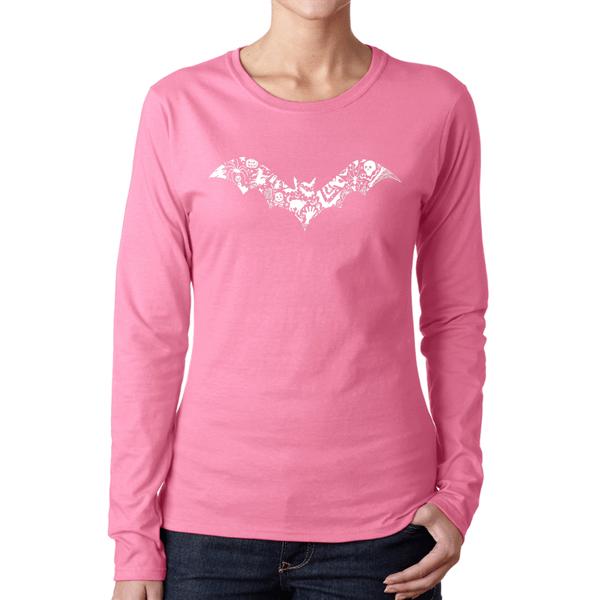Plus Size LA Pop Art Bat Pics Word Art Long Sleeve Tee