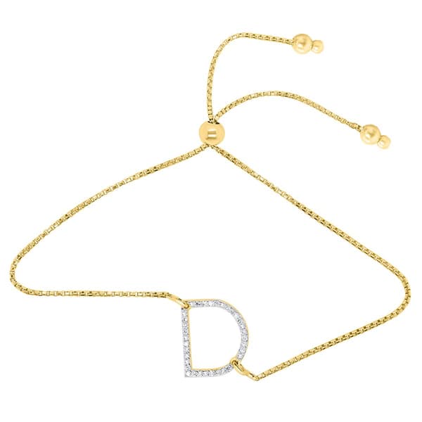 Nova Star(R) Gold Plated 1/10ctw. Lab Grown Diamond D Bolo Bracelet - image 