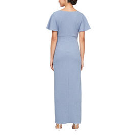 Womens SLNY Flutter Sleeve Side Embellished Maxi Gown