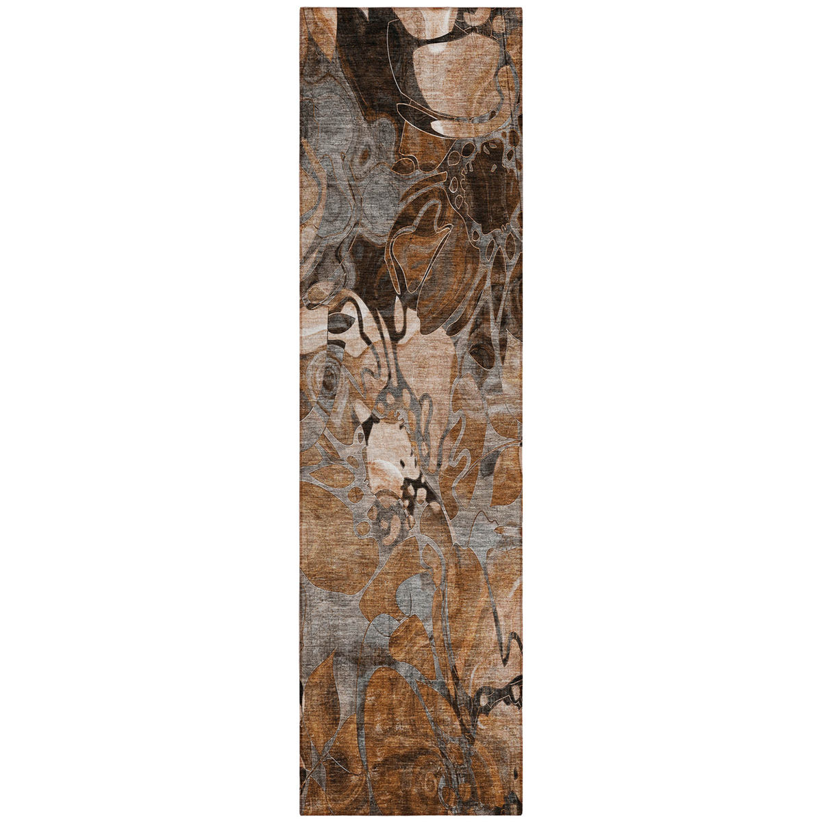 HomeRoots Chocolate Terracotta & Ivory Abstract Runner