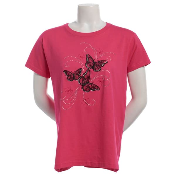 Plus Size Top Stitch by Morning Sun Lacy Butterflies Tee
