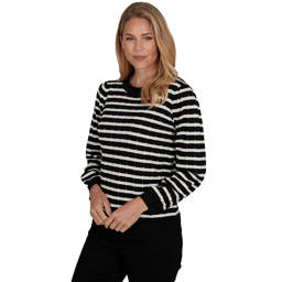 Womens Emaline Special Items Long Sleeve Crew Neck Stripe Sweater