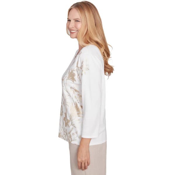Petite Alfred Dunner Kensington Gardens Botanical Foil Sweater