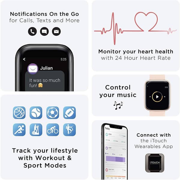 Unisex iTouch Air 3 Smartwatch Fitness Tracker - 500009R-0-42-C10
