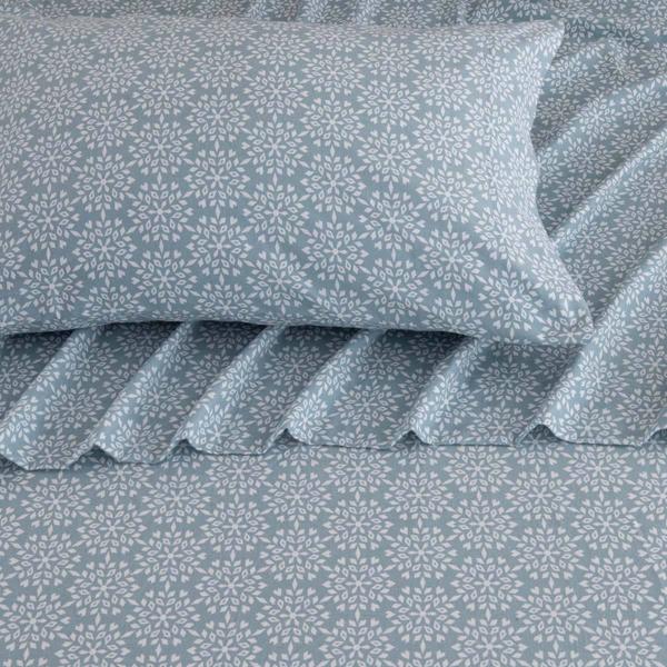 Freshfolds Turkish Cotton Blue Snowflake Flannel 4pc. Sheet Set