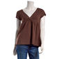 Juniors Madden Girl Short Sleeve Pindot Surplice Babydoll Top - image 1