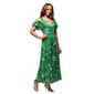 Womens 24/7 Comfort Apparel Green Floral Cold Shoulder Maxi Dress - image 3
