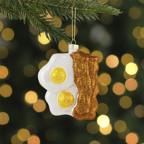 Northlight 3.75in. Eggs & Bacon Glass Christmas Hanging Ornament