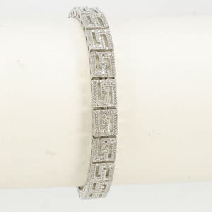 Accents Greek Key White Diamond Accent Bracelet - image 