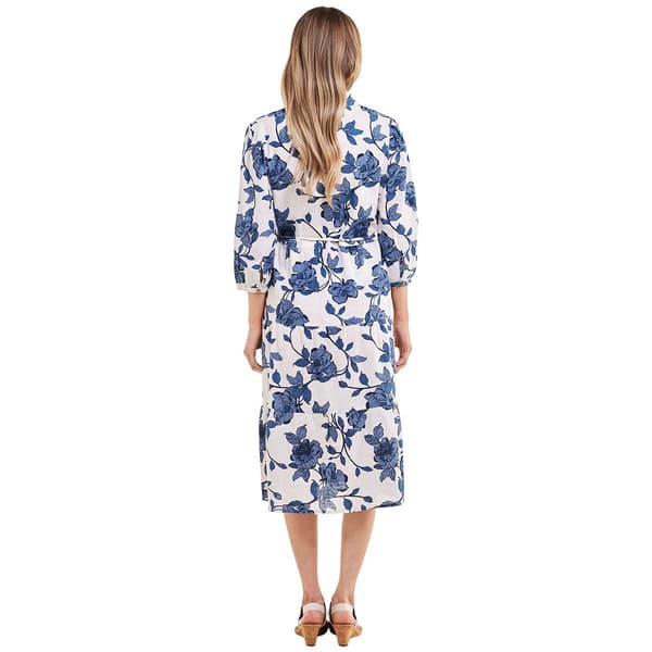 Womens Mlle Gabrielle 3/4 Sleeve Floral Tier Shirtdress