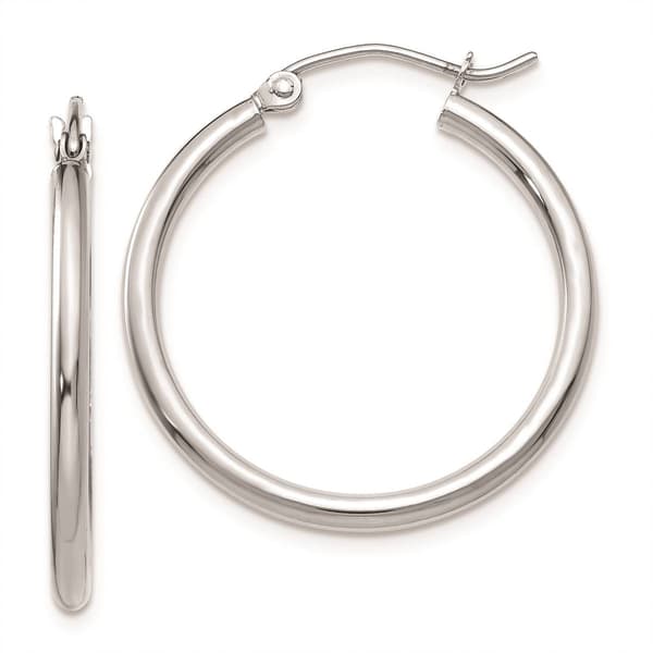 Gold Classics(tm) 10kt. White Gold Polished 22mm Tube Hoop Earrings - image 