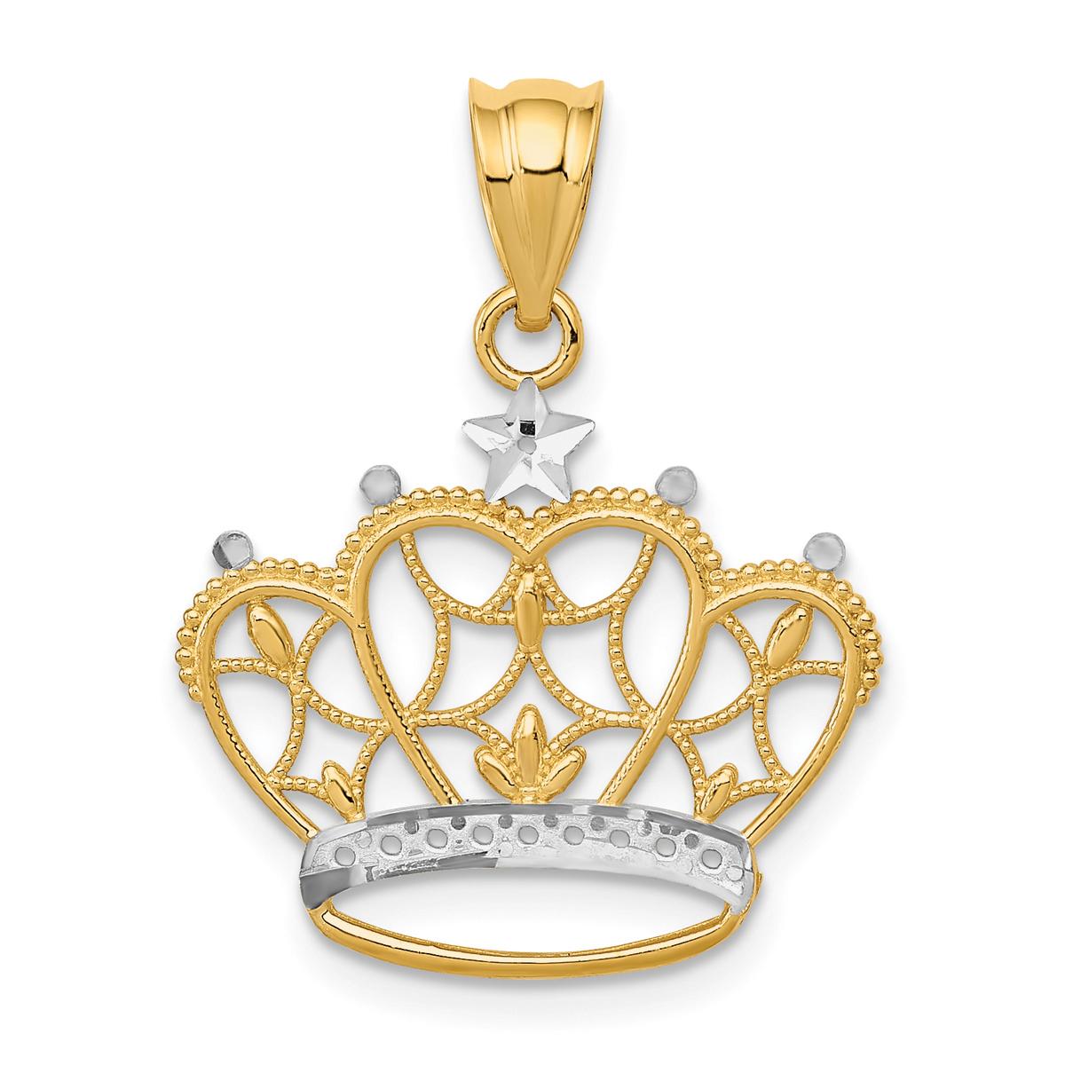 Gold Classics™ 14kt. Gold & Rhodium Crown Pendant