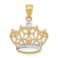 Gold Classics&#40;tm&#41; 14kt. Gold &  Rhodium Crown Pendant - image 1