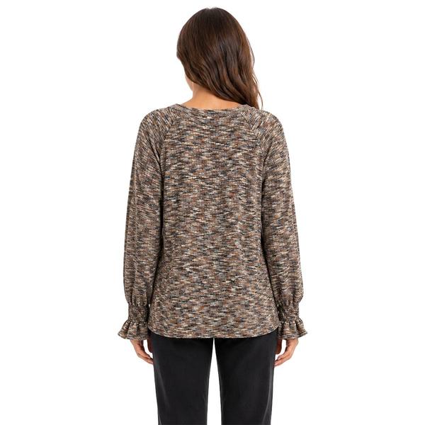 Petite Zac & Rachel Smocked Poet Sleeve Rib Knit Sweater