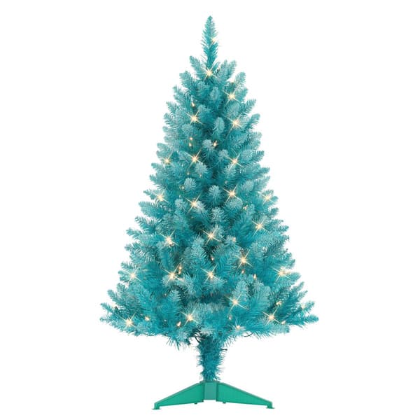 Puleo International 4ft. Pre-lit Fashion Teal Christmas Tree