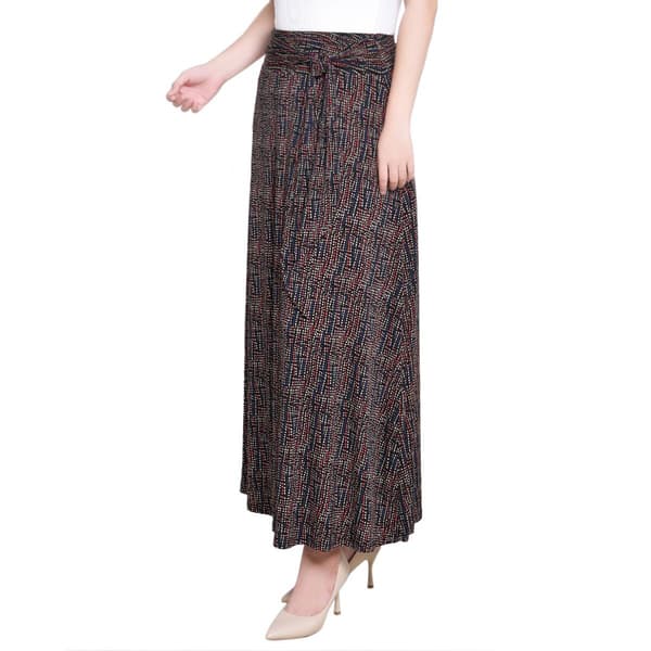 Womens NY Collection Pull On Front Twist Dots Maxi Skirt