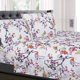 Sweet Home Collection 4pc. Botanical Printed Microfiber Sheet Set