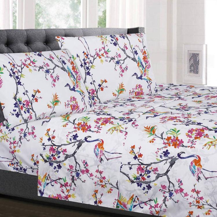 Sweet Home Collection 4pc. Botanical Printed Microfiber Sheet Set
