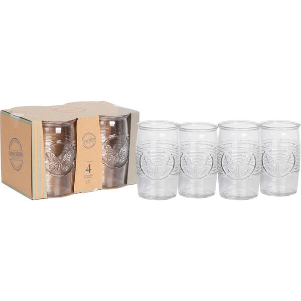 Home Essentials Impression Butterfly Highball Glasses - Set of 4 - image 