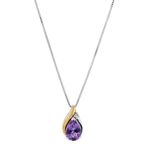 Gemstone Classics(tm) Sterling Amethyst/White Topaz Pendant - image 