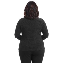 Plus Size Kasper 3/4 Sleeve Studded Keyhole Neck Swirl Blouse
