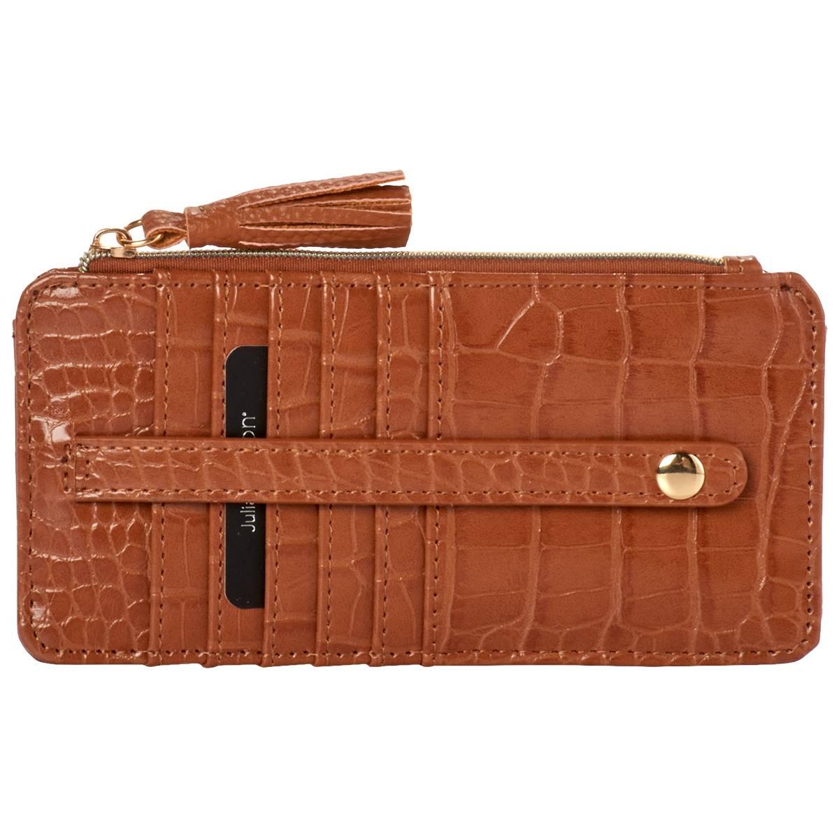 Womens Julia Buxton Slim Card Case - Camel Croco