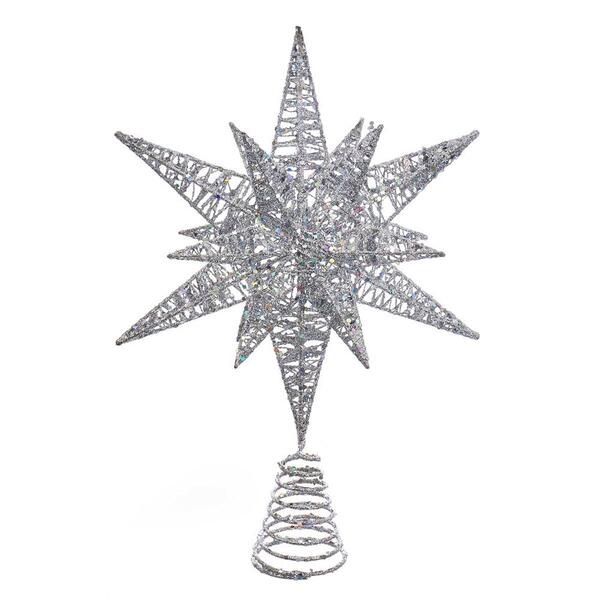 Kurt Adler 15.5-Inch Silver Glitter Wire 3D Star Treetop - image 