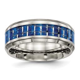 Mens Endless Affection(tm) 8mm Blue & White Carbon Fiber Inlay Ring