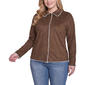 Plus Size NY Collection Long Sleeve Boyfriend Faux Suede Shirt W - image 1