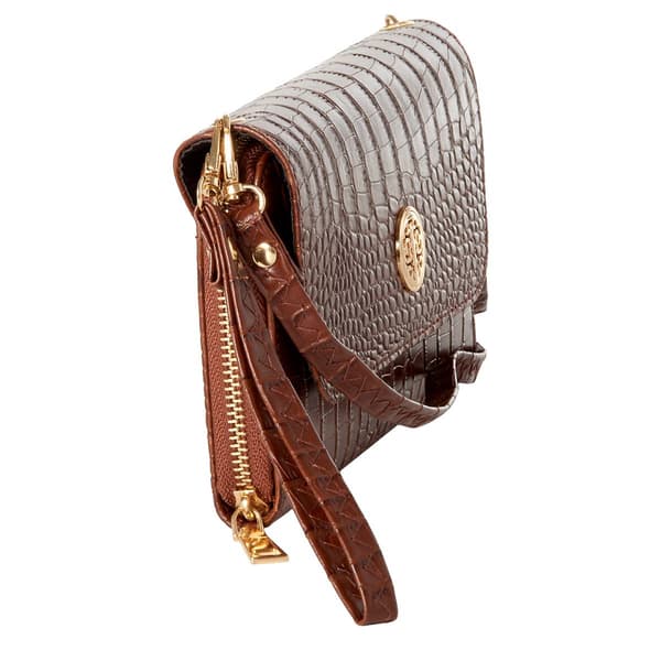 Womens Sasha Croco Flap Over Wallet On A String